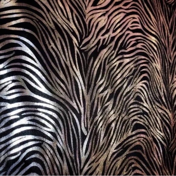 Ladies Elegant & Versatile Zebra Print Silk-Style Scarf -Black w/Silver Stripes - Picture 3 of 5